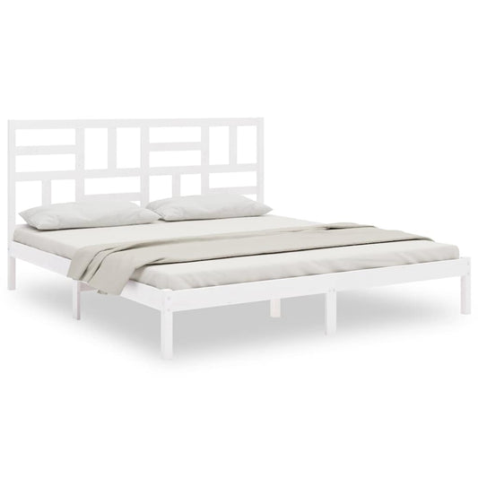 vidaXL Bed Frame without Mattress White Solid Wood 200x200 cm