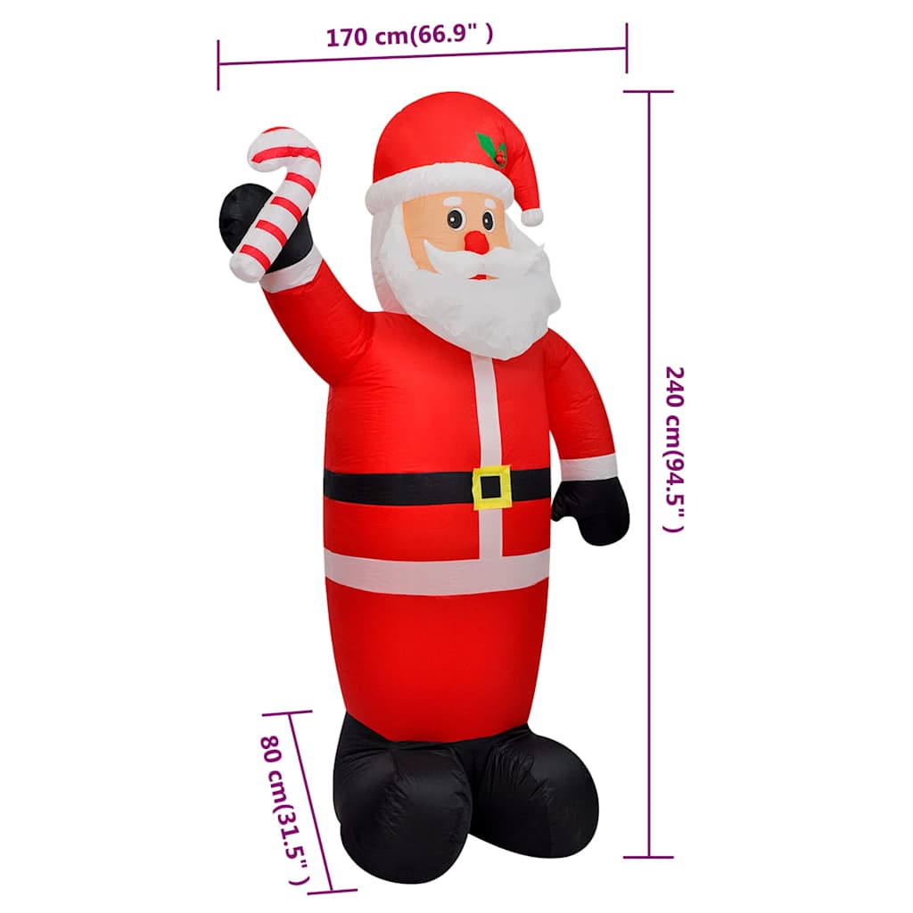 vidaXL Christmas Inflatable Santa Claus with LEDs 240 cm