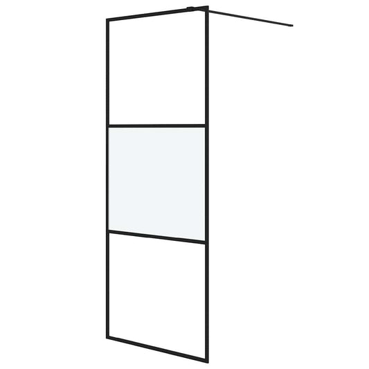 vidaXL Walk-in Shower Wall Black 80x195 cm Half Frosted ESG Glass
