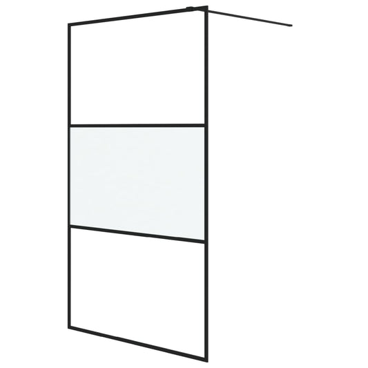 vidaXL Walk-in Shower Wall Black 115x195 cm Half Frosted ESG Glass