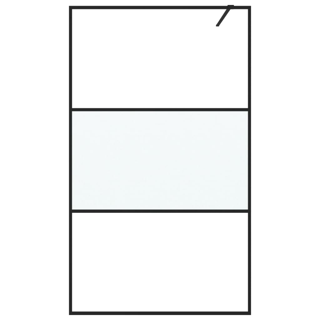 vidaXL Walk-in Shower Wall Black 115x195 cm Half Frosted ESG Glass