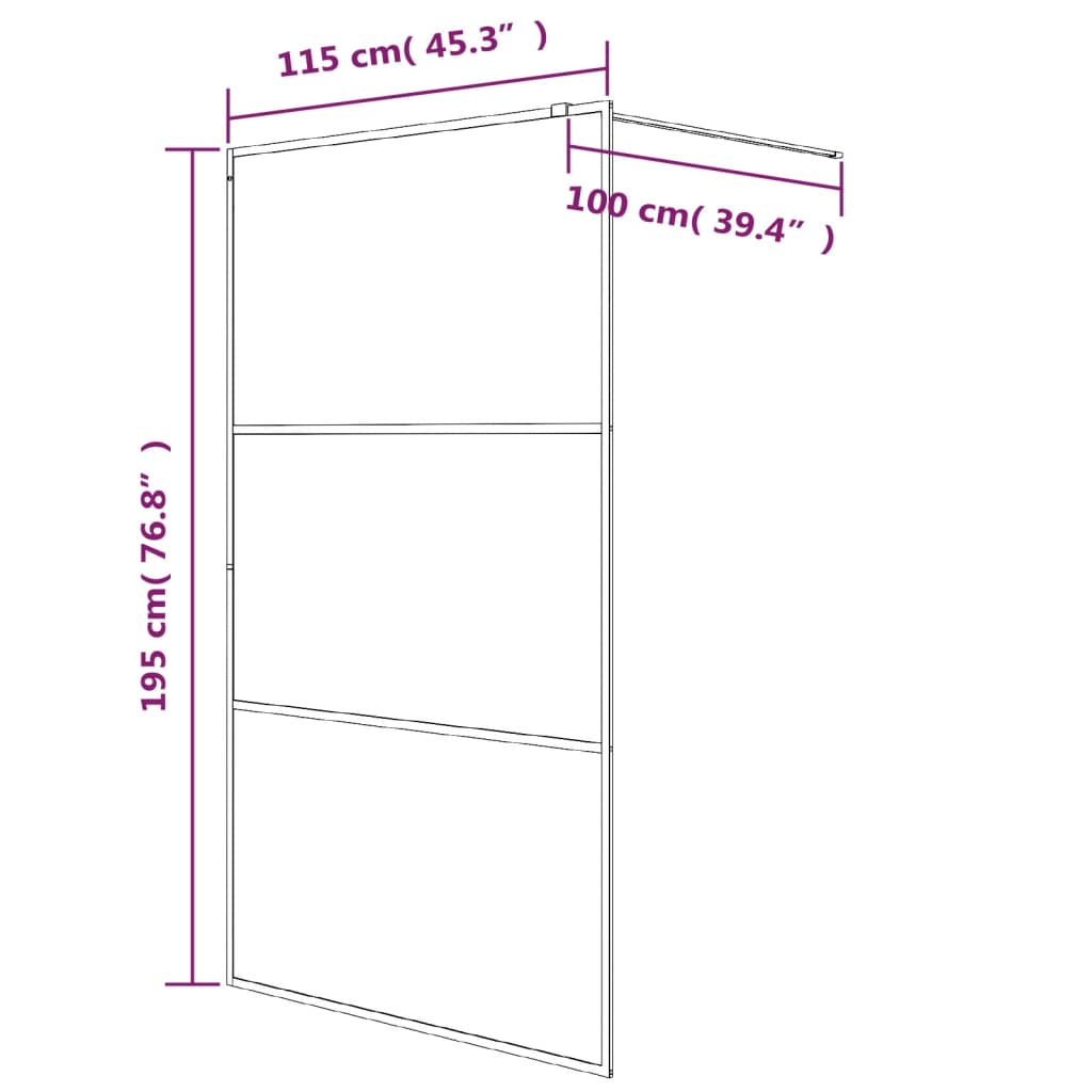 vidaXL Walk-in Shower Wall Silver 115x195 cm Clear ESG Glass