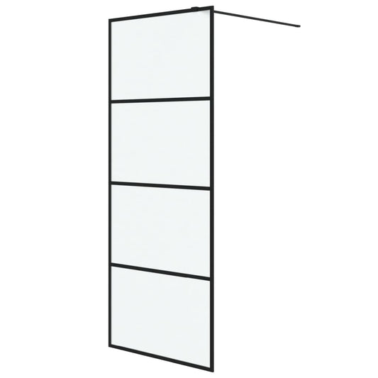 vidaXL Walk-in Shower Wall Black 80x195 cm Frosted ESG Glass