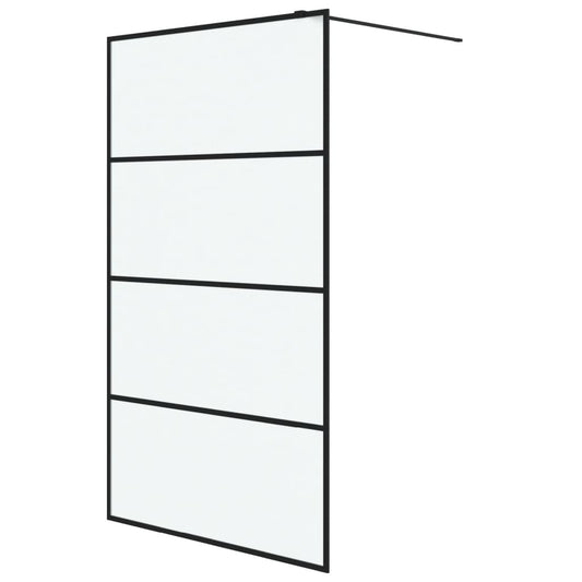 vidaXL Walk-in Shower Wall Black 115x195 cm Frosted ESG Glass