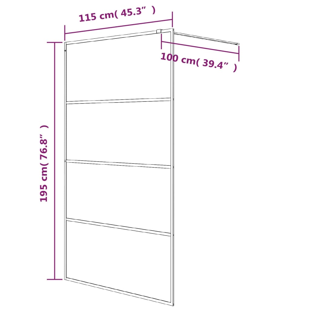 vidaXL Walk-in Shower Wall Silver 115x195 cm Clear ESG Glass