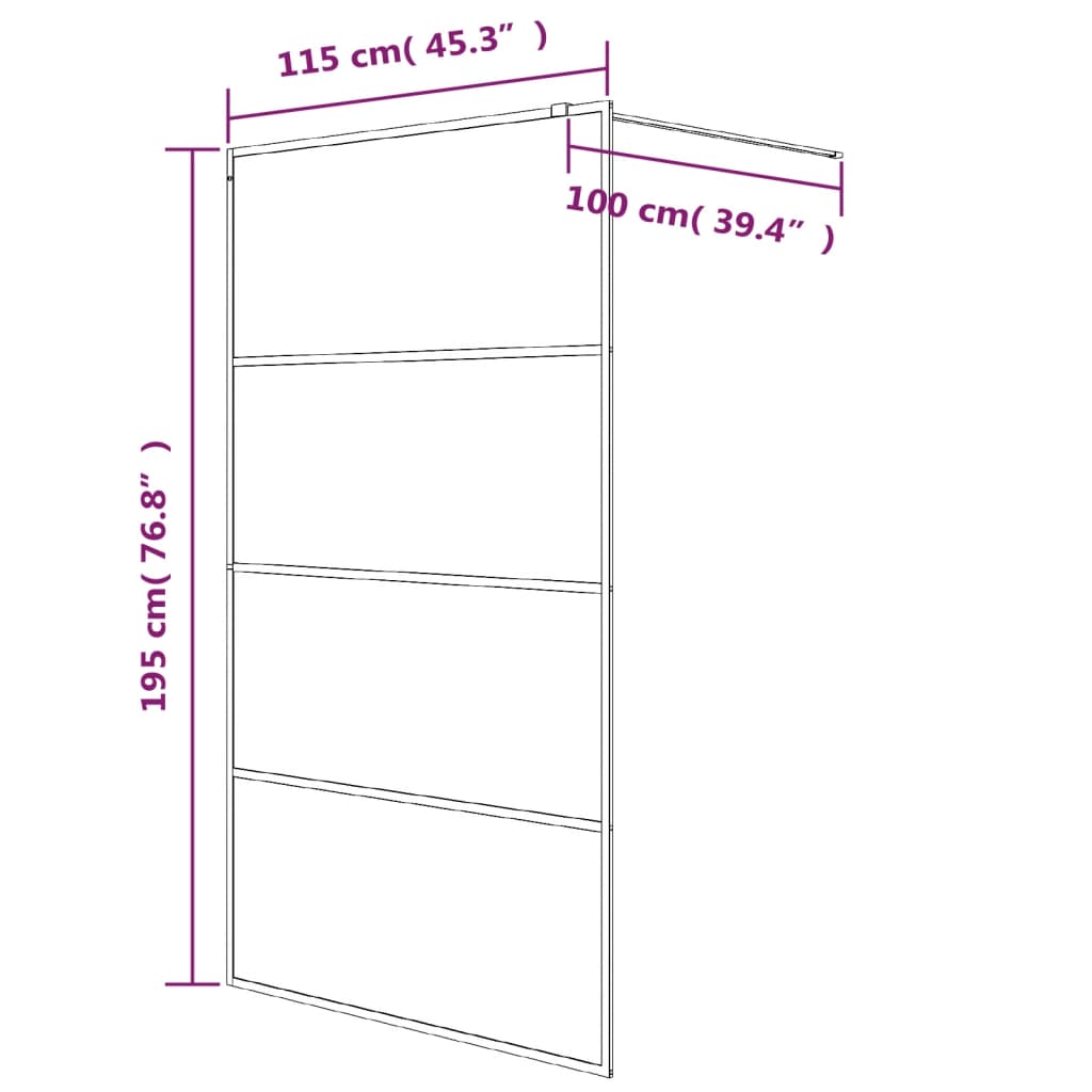 vidaXL Walk-in Shower Wall White 115x195 cm Clear ESG Glass