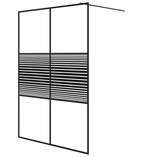 vidaXL Walk-in Shower Wall Black 140x195 cm Clear ESG Glass