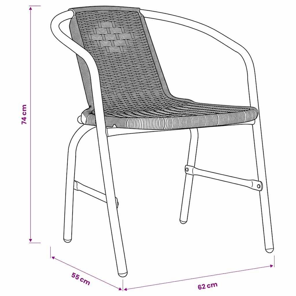 vidaXL Garden Chairs 6 pcs Plastic Rattan and Steel 110 kg