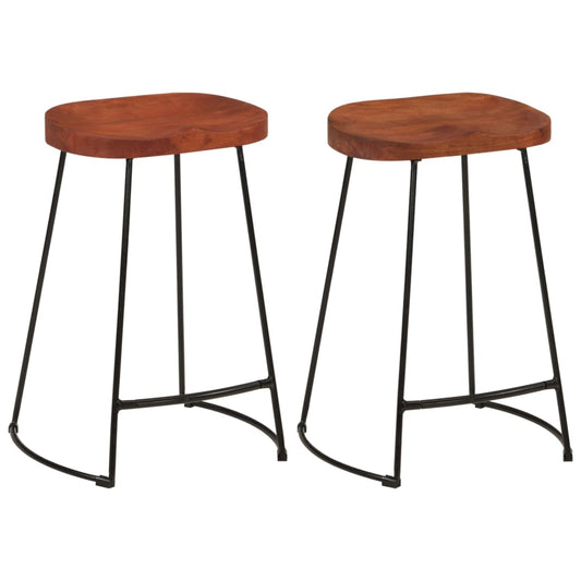 vidaXL Bar Stool | Set of 2 | Natural Mango Wood | Solid Mango Wood | Standard
