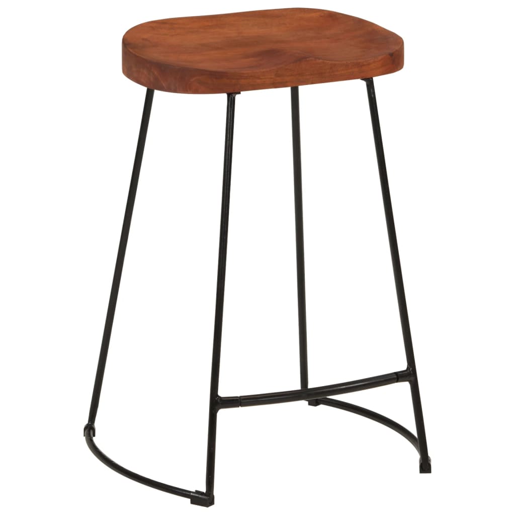 vidaXL Bar Stool | Set of 2 | Natural Mango Wood | Solid Mango Wood | Standard
