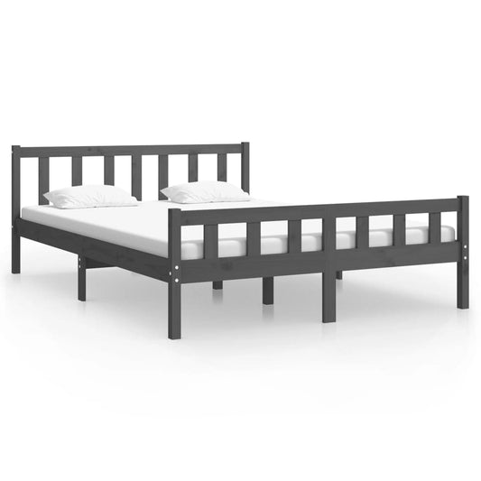 vidaXL Bed Frame without Mattress Grey Solid Wood 120x200 cm