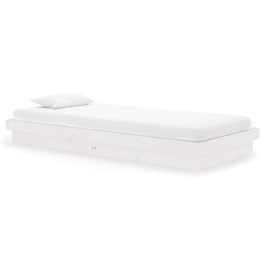 819893 vidaXL Bed Frame without Mattress White Solid Wood 90x200 cm