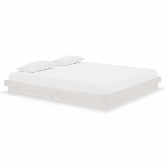 vidaXL Bed Frame without Mattress White Solid Wood Super King