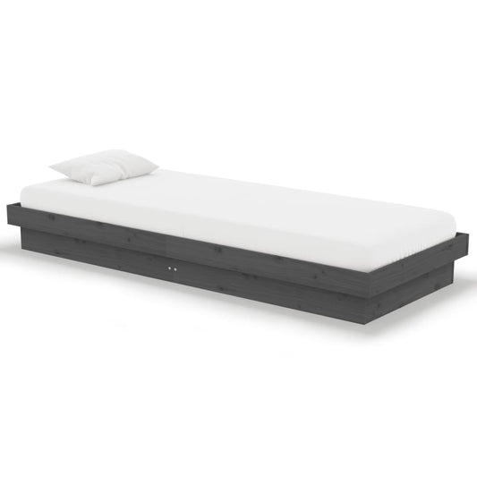 vidaXL Bed Frame without Mattress Grey Solid Wood Small Single