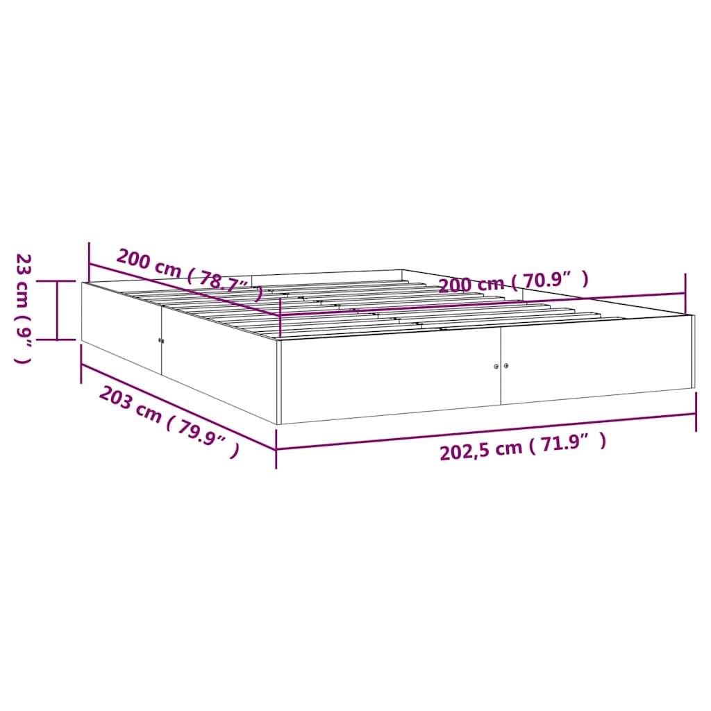 vidaXL Bed Frame without Mattress White Solid Wood 200x200 cm