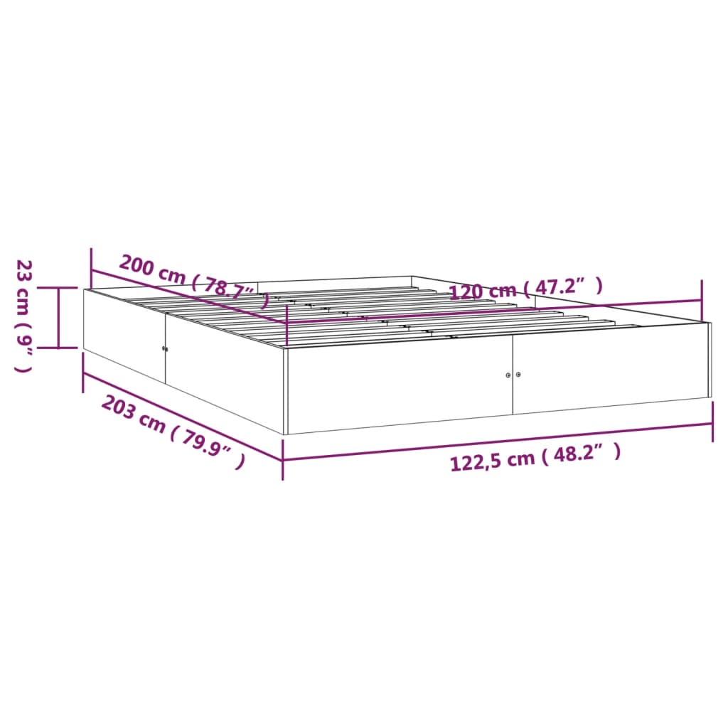 vidaXL Bed Frame | Natural Wood | Solid pine wood, Plywood | Double