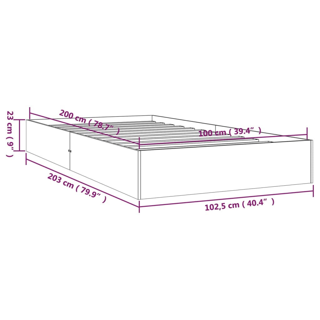 vidaXL Bed Frame | White | Solid pine wood, Plywood | Single | Durable