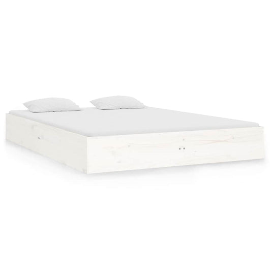 vidaXL Bed Frame without Mattress White Solid Wood 135x190 cm Double