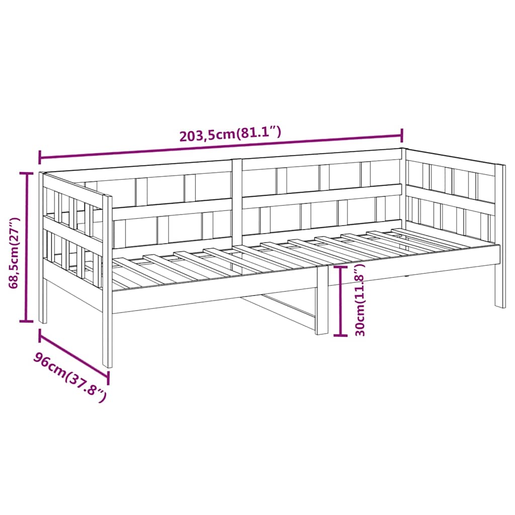 vidaXL Day Bed without Mattress Solid Wood Pine 90x200 cm
