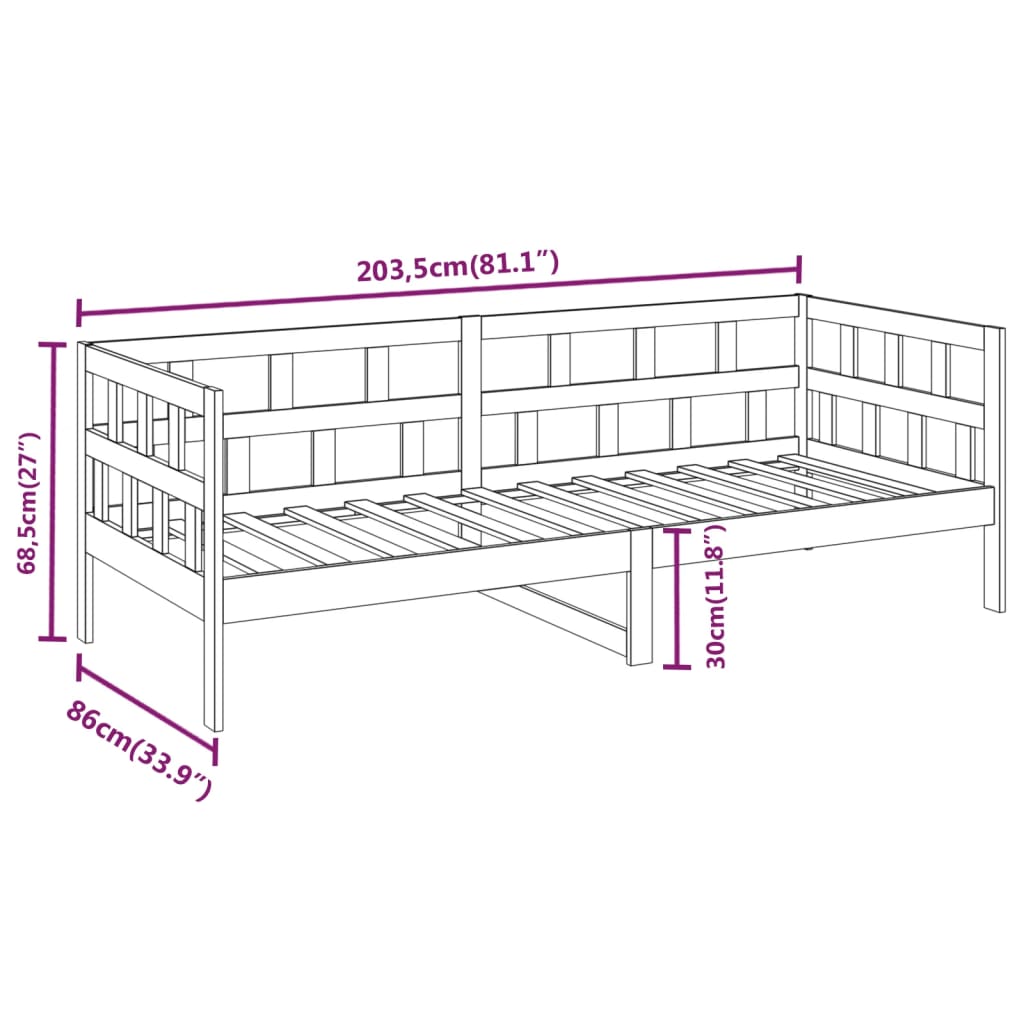 vidaXL Day Bed | Natural wood | Solid pine wood | Single | Convertible