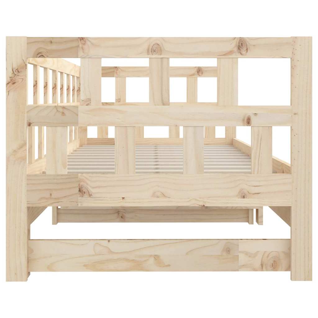 vidaXL Pull-out Day Bed without Mattress Solid Wood Pine 2x(80x200) cm