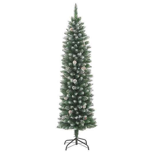 vidaXL Artificial Slim Christmas Tree with Stand 210 cm PVC