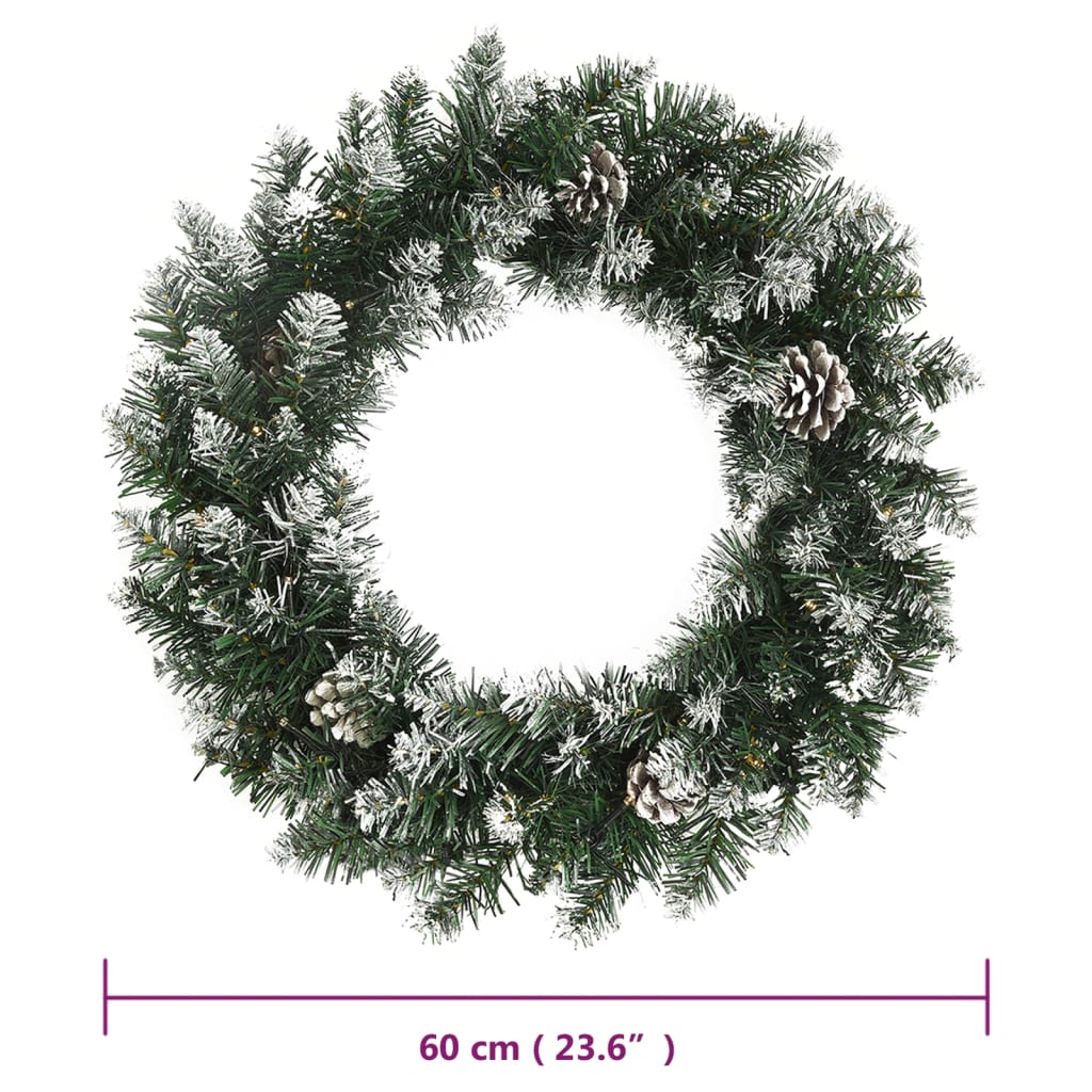 345172 vidaXL Christmas Wreath with LED Lights Green 60 cm PVC