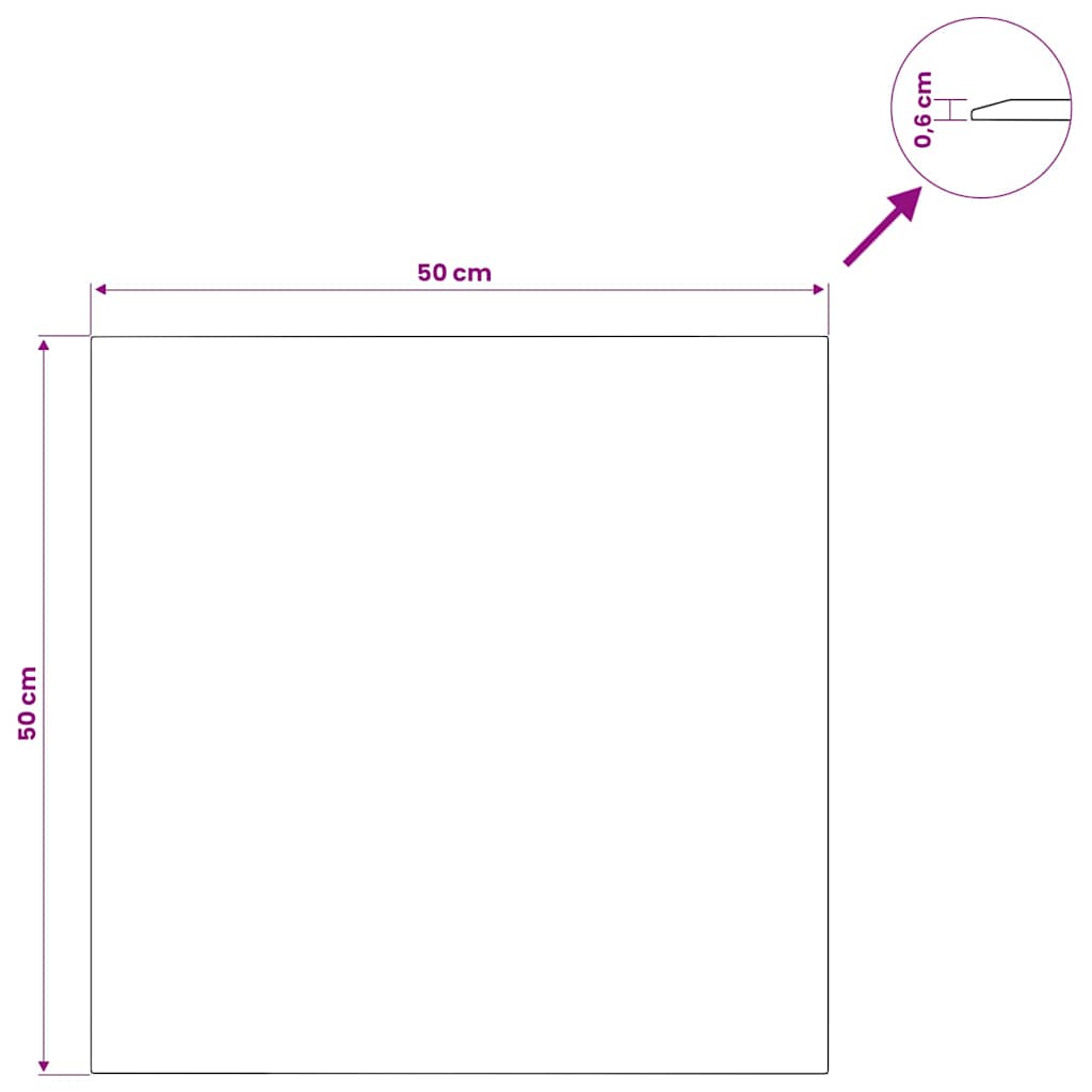vidaXL Table Top Transparent 50x50 cm Tempered Glass