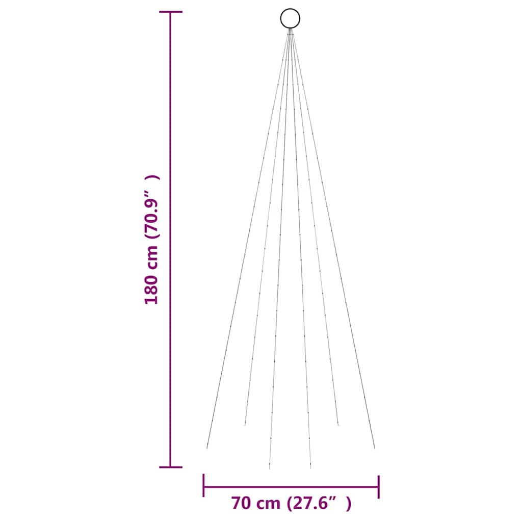 343518 vidaXL Christmas Tree on Flagpole Warm White 108 LEDs 180 cm