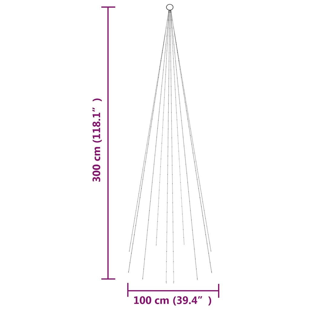 343525 vidaXL Christmas Tree on Flagpole Colourful 310 LEDs 300 cm