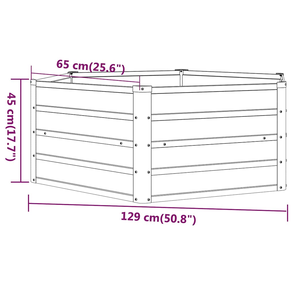 vidaXL Garden Raised Bed Rusty 129x129x45 cm Corten Steel