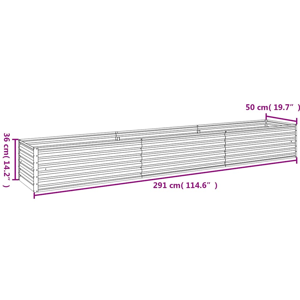 vidaXL Garden Raised Bed 291x50x36 cm Corten Steel