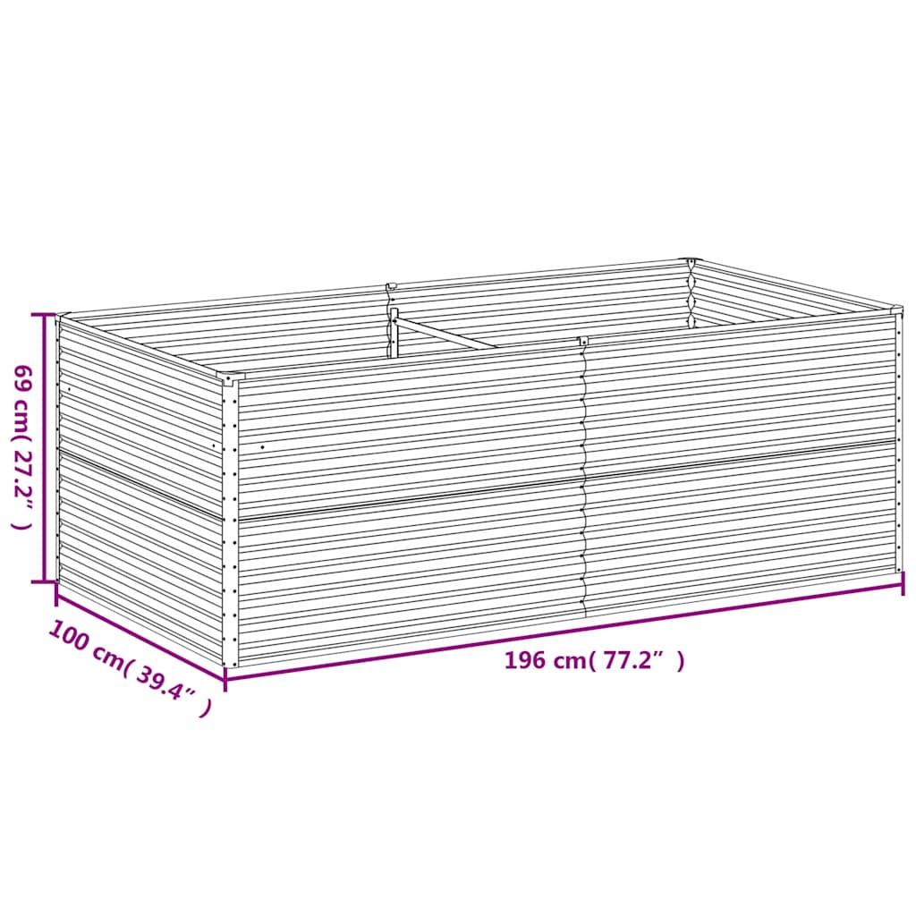 vidaXL Garden Raised Bed 196x100x69 cm Corten Steel