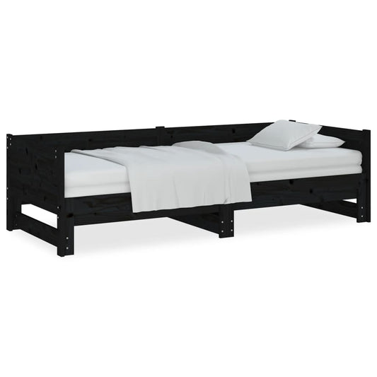 vidaXL Pull-out Day Bed without Mattress Black 2x(80x200) cm