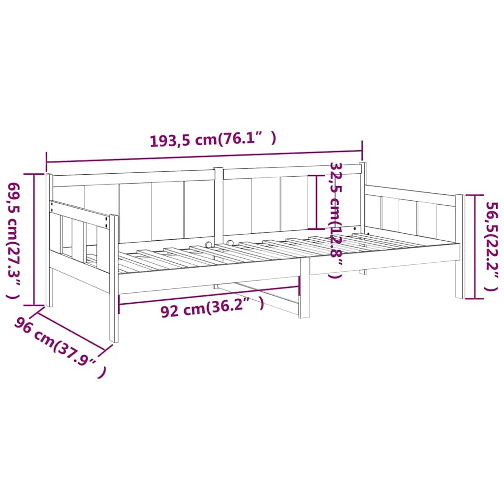 vidaXL Day Bed | Honey Brown | Solid Pine Wood