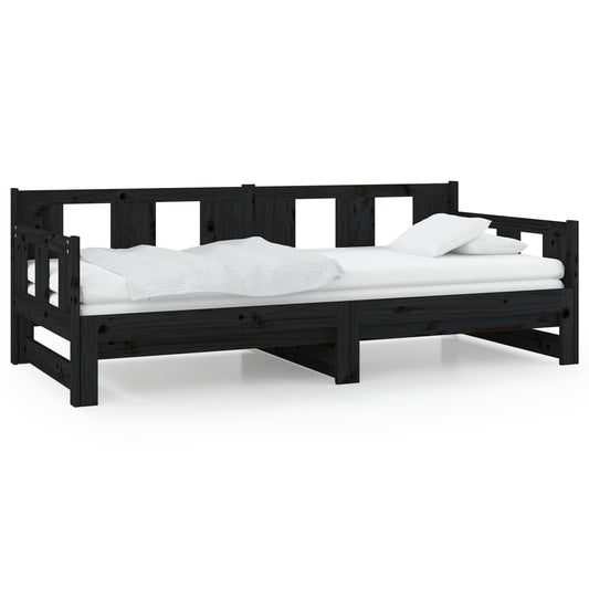 vidaXL Pull-out Day Bed | Black | Solid pine wood | Medium