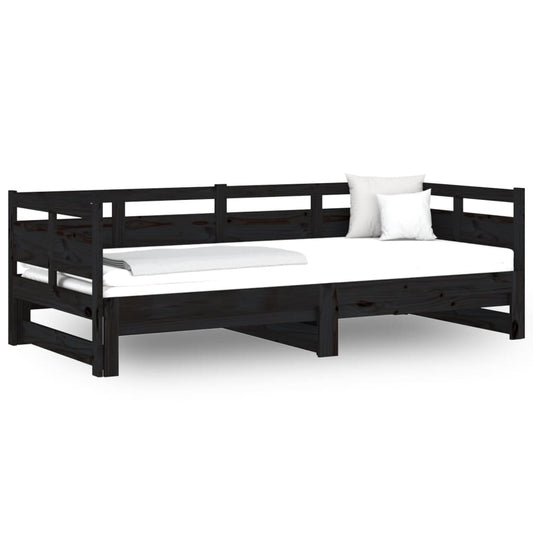 vidaXL Pull-out Day Bed | Black | Solid pine wood | Double size