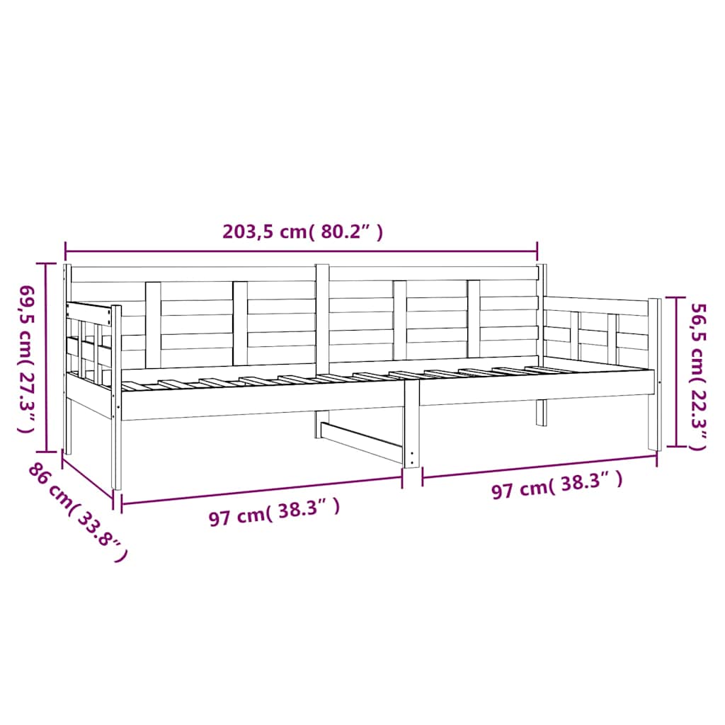 vidaXL Day Bed without Mattress Solid Wood Pine 80x200 cm