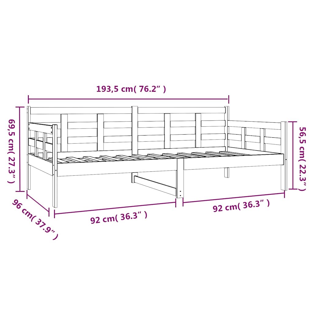 vidaXL Day Bed without Mattress White Solid Wood Pine 90x190 cm