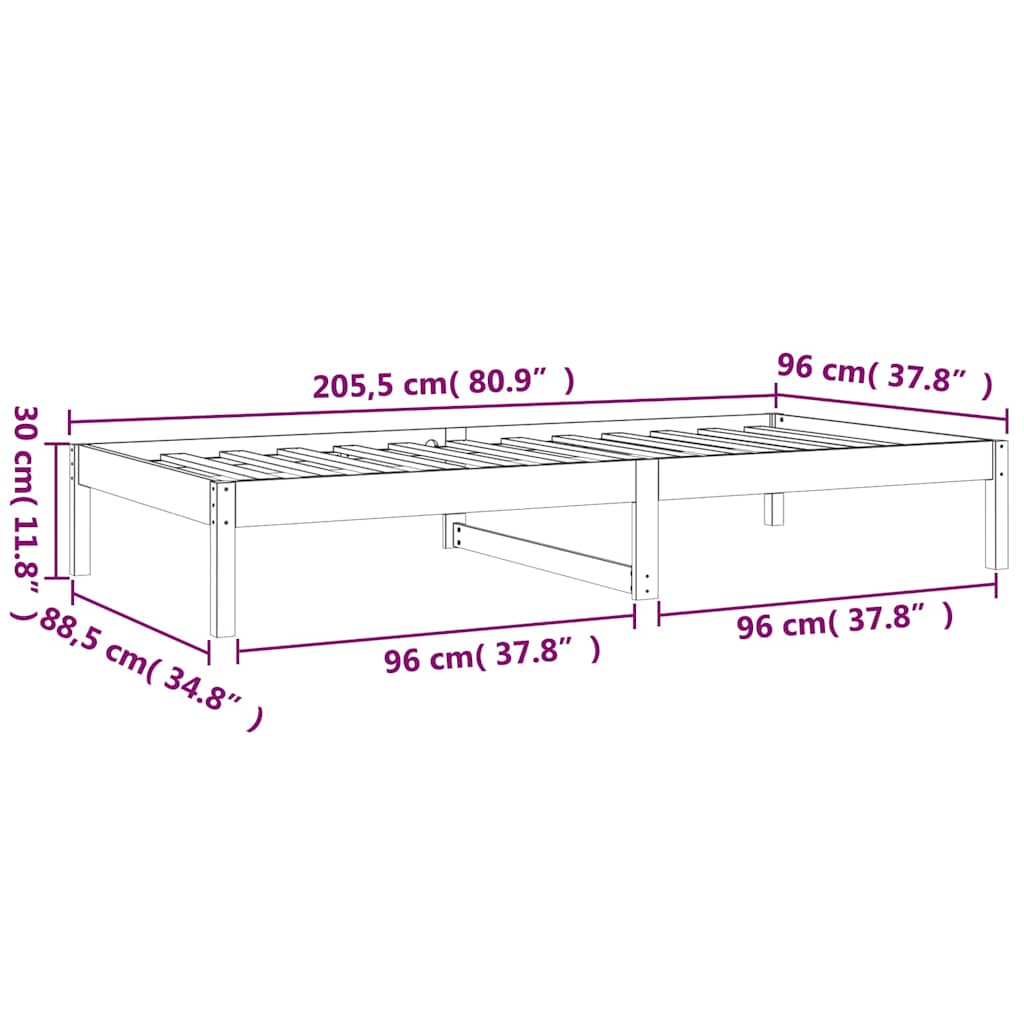 vidaXL Day Bed without Mattress White 90x200 cm Solid Wood Pine