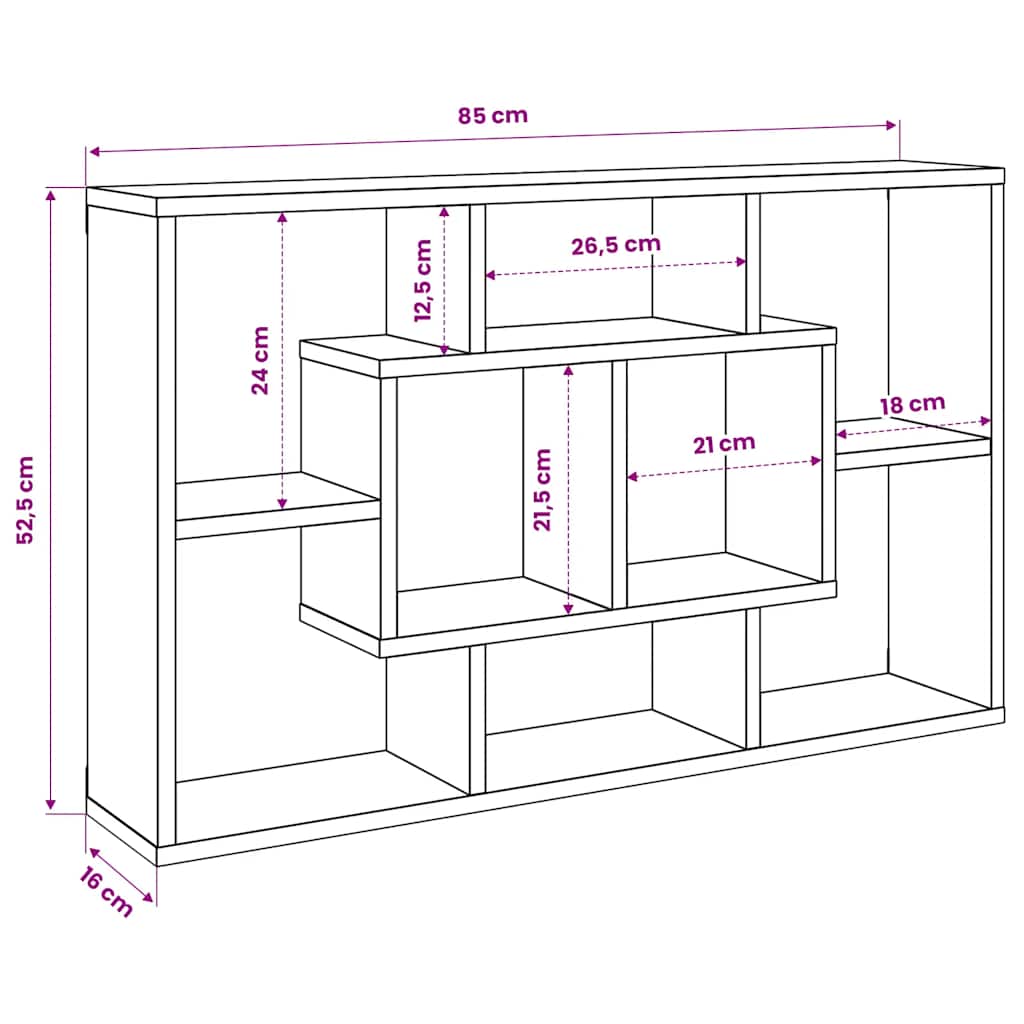 vidaXL Wall Shelf White 85x16x52.5 cm Engineered Wood
