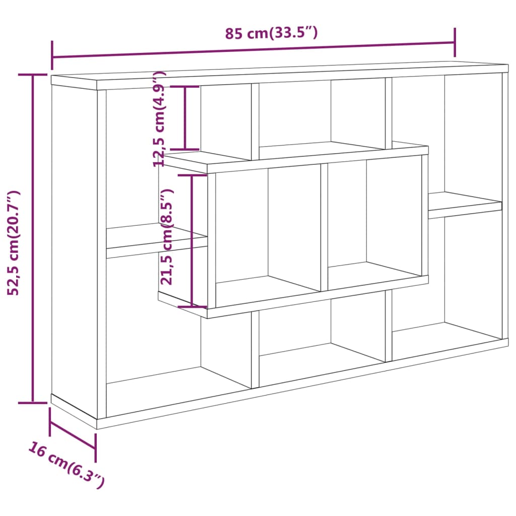 vidaXL Wall Shelf Concrete Grey 85x16x52.5 cm Engineered Wood