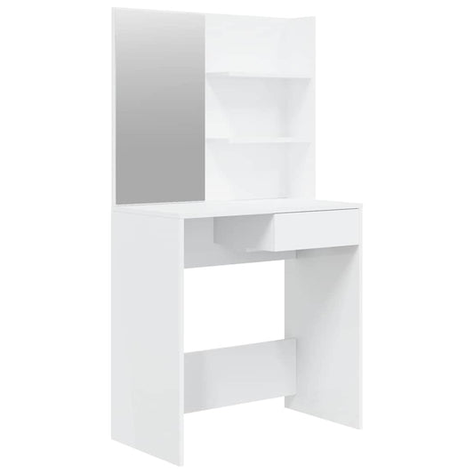 vidaXL Dressing Table with Mirror High Gloss White 74,5x40x141 cm