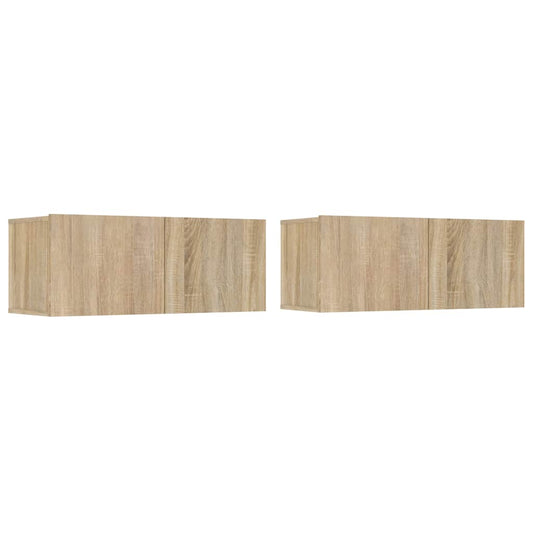 vidaXL 2 Piece TV Cabinet Set Sonoma Oak 80x30x30 cm Engineered Wood
