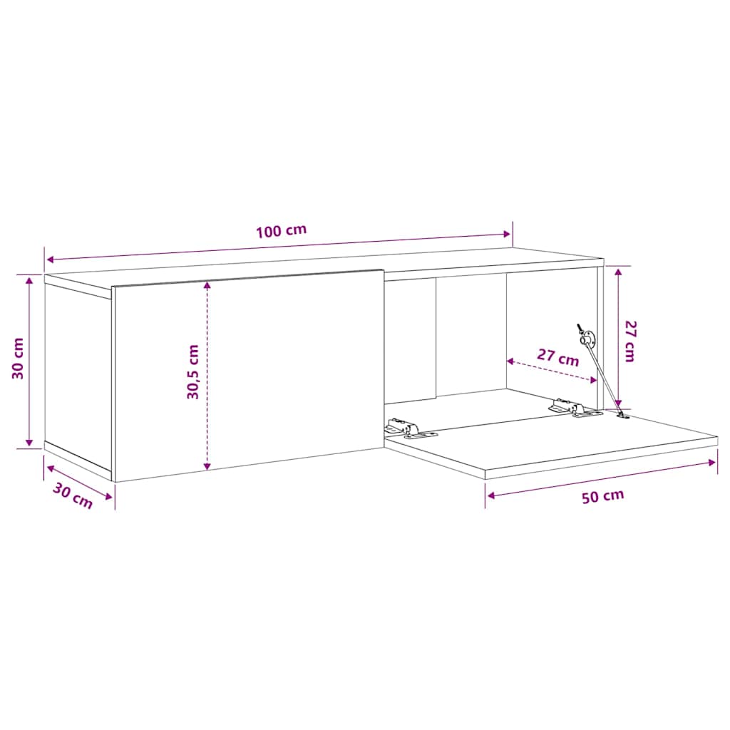vidaXL 2 Piece Wall-mounted TV Cabinet Set Sonoma Oak 100x30x30 cm Engineered Wood