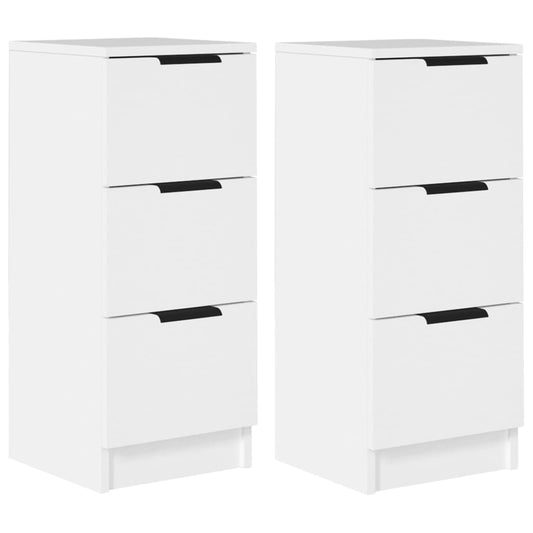 vidaXL Sideboards 2 pcs White 30x30x70 cm Engineered Wood