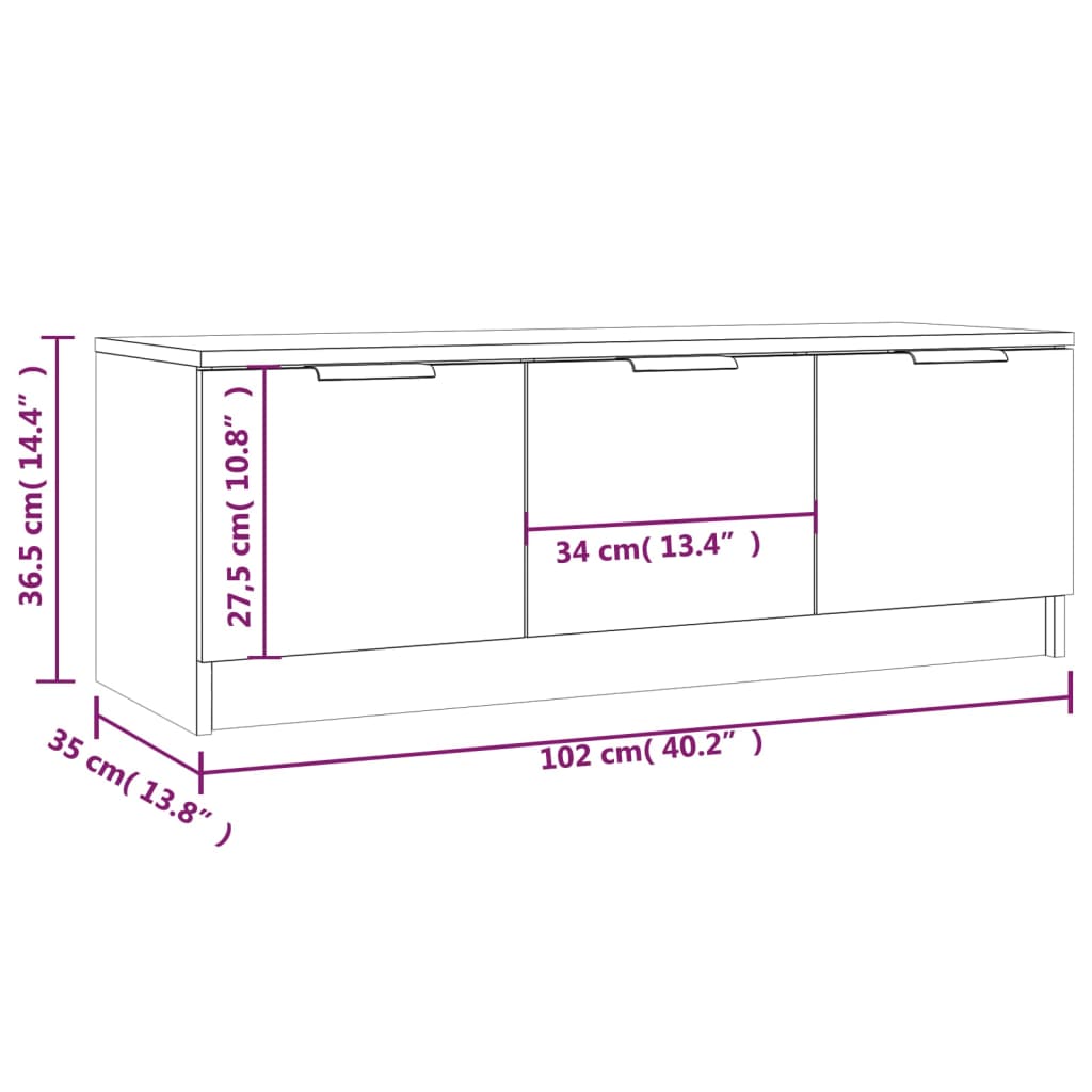 vidaXL TV Cabinet White 102x35x36,5 cm Engineered Wood