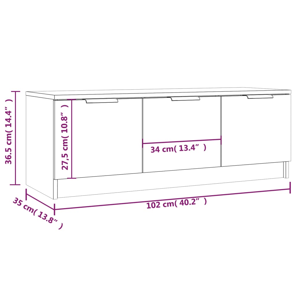 vidaXL TV Cabinet Sonoma Oak 102x35x36.5 cm Engineered Wood