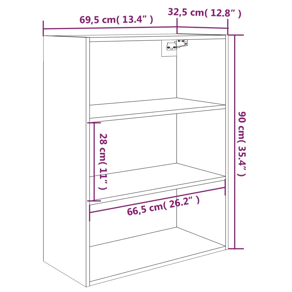 vidaXL Hanging Wall Cabinet Concrete Grey 69.5x32.5x90 cm