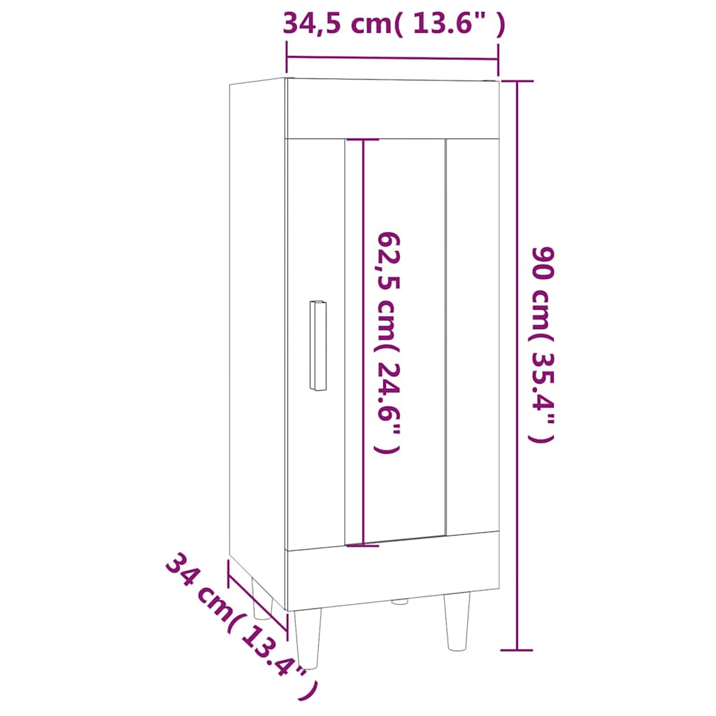 vidaXL Sideboard White 34,5x34x90 cm Engineered Wood